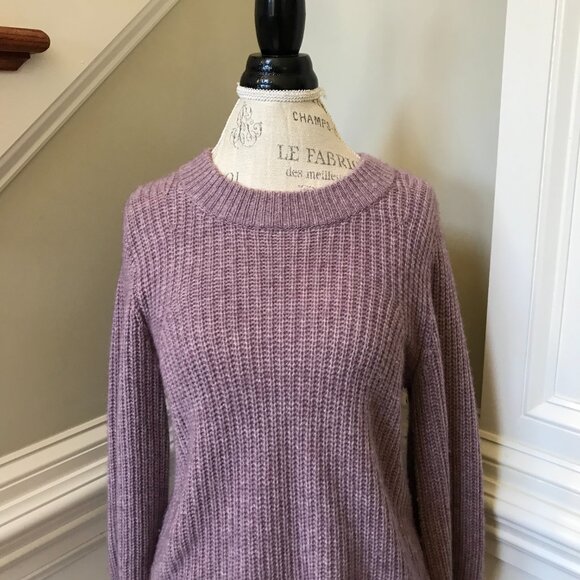 Intermix Chunky Knit Crew Neck Sweater Jumper Womens Small Purple Wool Cashmere - Picture 3 of 10